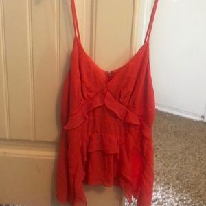 Chelsea28 Large Cami Tank Top Ruffled Trim V-Neck